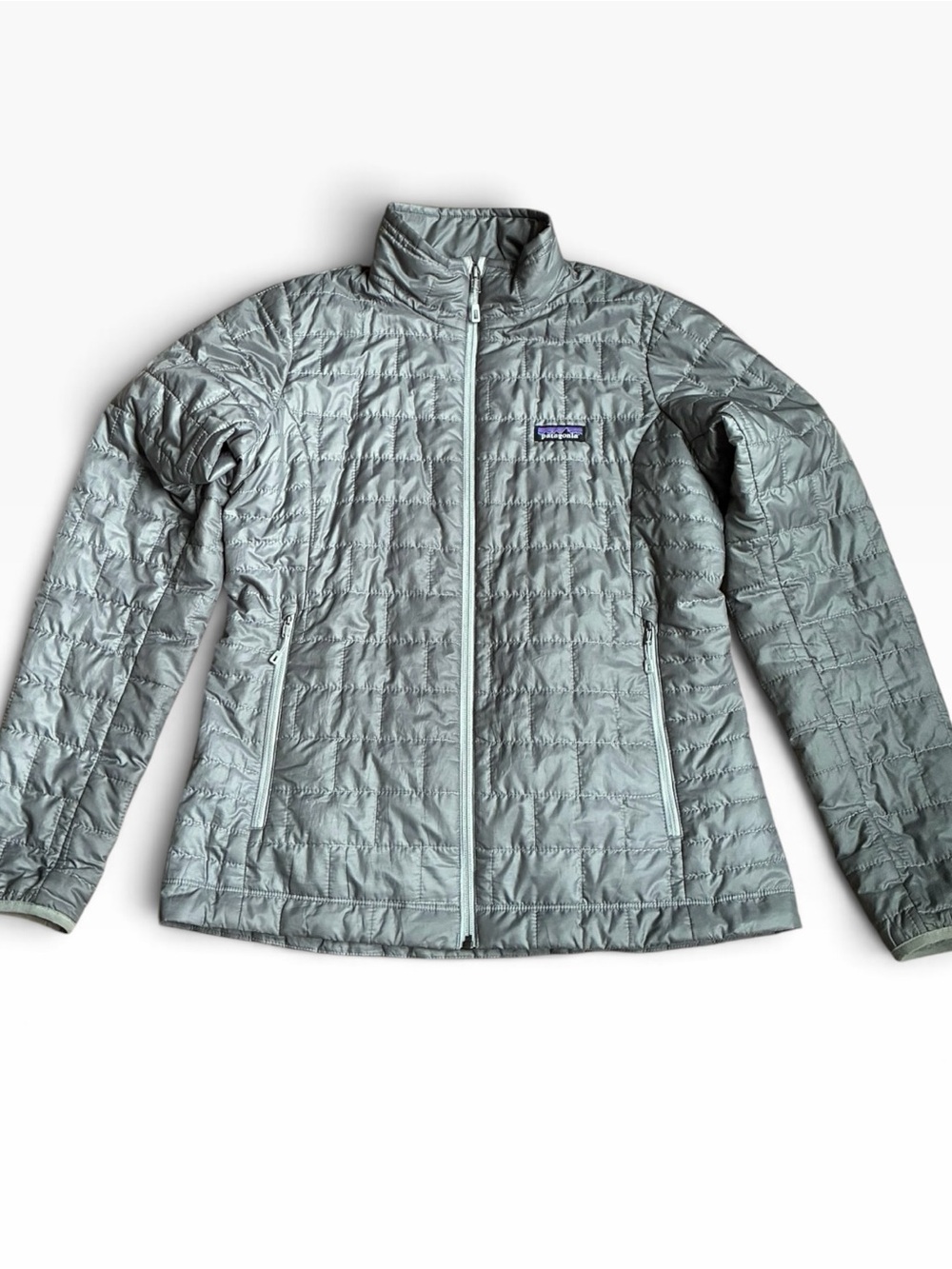 Patagonia Nano Puff Jacket Womens M Grey Silver Quilted Primaloft Puffer Coat 🔥